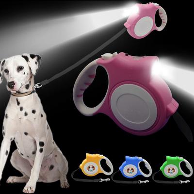 Hundeleine mit Taschenlampe, ausziehbare Leine für kleine und mittelgroße Hunde