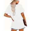 Spring Summer New Position Print T-Shirt Women Casual Crew Neck Loose Fit Comfy Home Top
