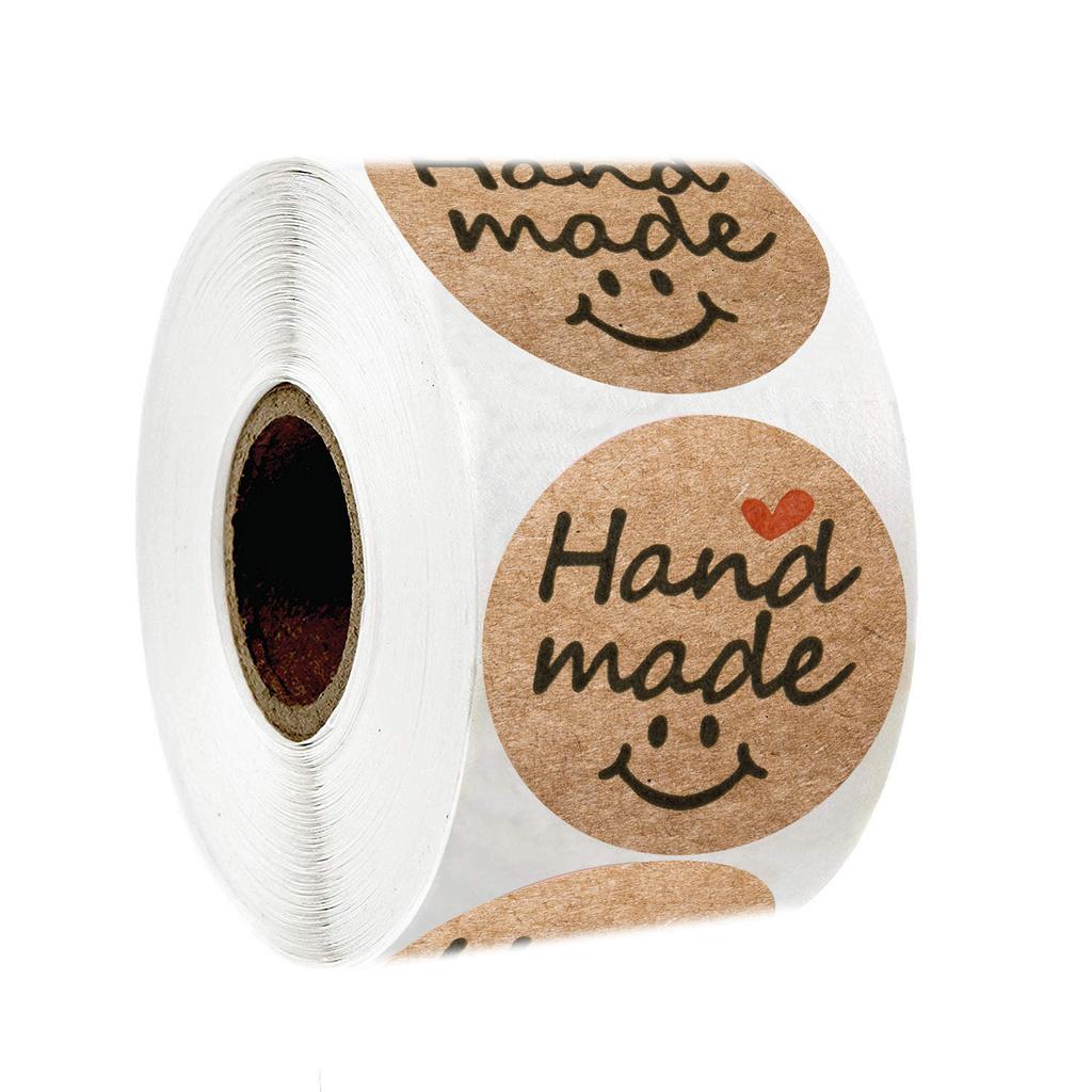 500pcs 1inch Kraft paper Thank You Stickers Seal Labels Small Business Supplies Handmade With Love Stickers Cute Stationery