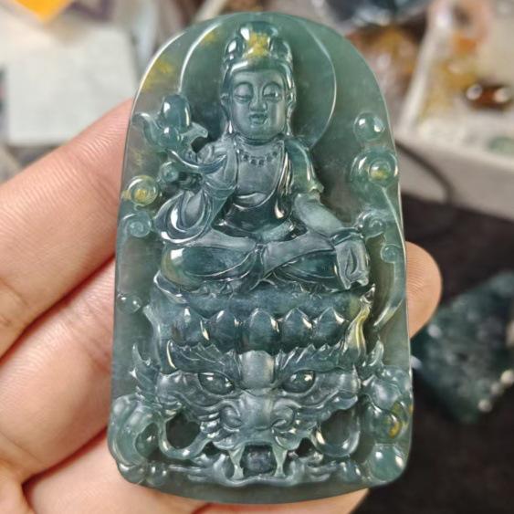 Jade Dragon-Riding Guanyin Pendant: Formal Wear Ornament for Men and Women, Grade A
