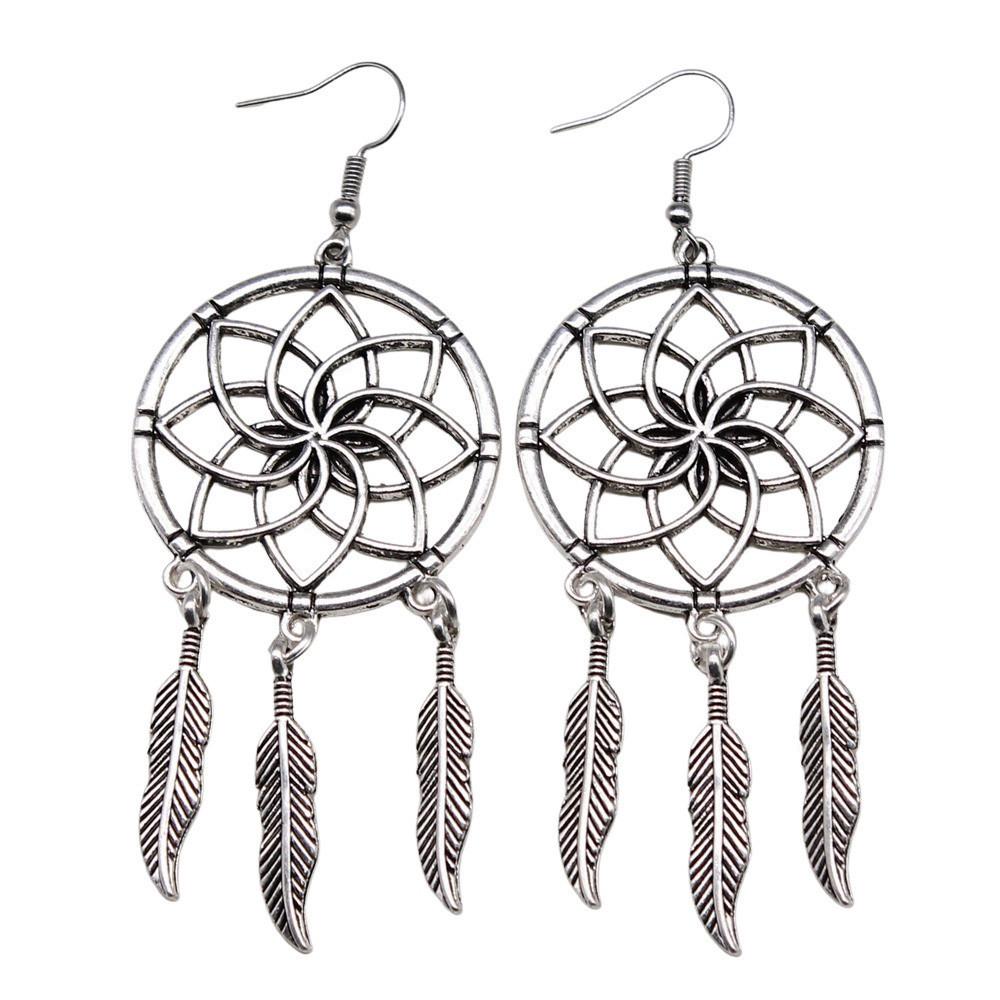 Hängeohrring Pflanze Blume des Lebens Minimalistischer Schmuck Komponenten Ohrringgröße 18x19mm QE020