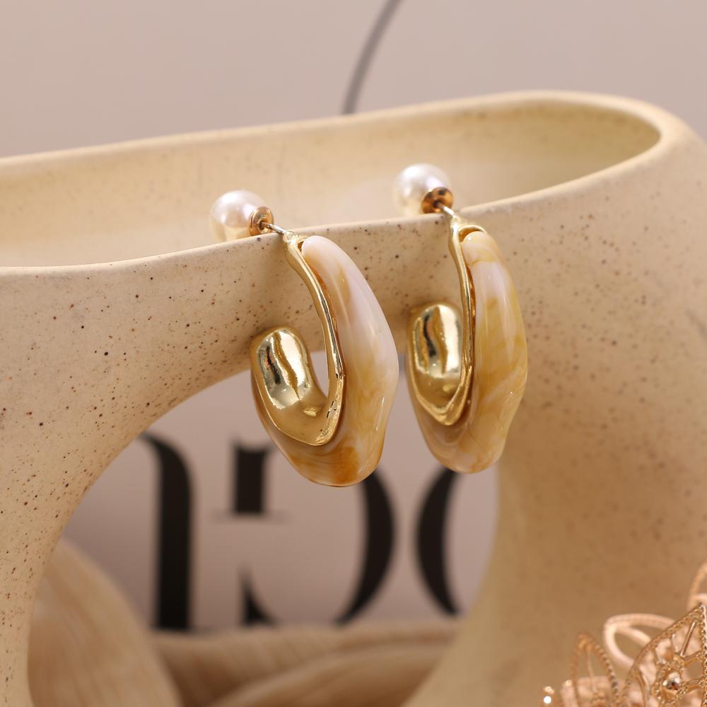 Retro Simple Candy Color Resin Earrings Color U-shaped Earrings Solid Color Earrings Fashion Trend Earrings