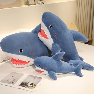 60-100cm Cute Blue Shark Doll Plush Toy Stuffed Soft Sea Animal Fish Pillow Appease Toys for Kids Girls Birthday Gifts Decor