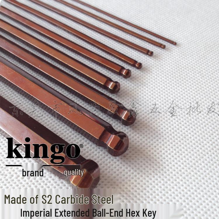 Kingo Hardened S2 Inch Extended Ball End Hex Key 1/2mm Bronze
