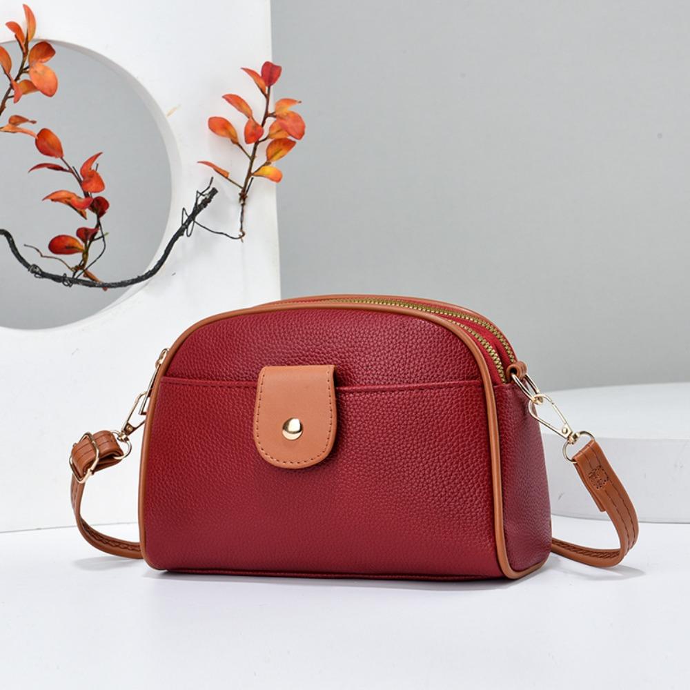 PU Leather Niche Shoulder Bag Solid Color Simple Square Bag Ins Small Crossbody Bag  Outdoor