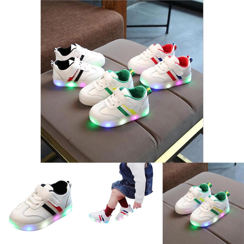 Comfortable Luminous Sneakers For Children Designed With Stylish Stripes And Led Illumination