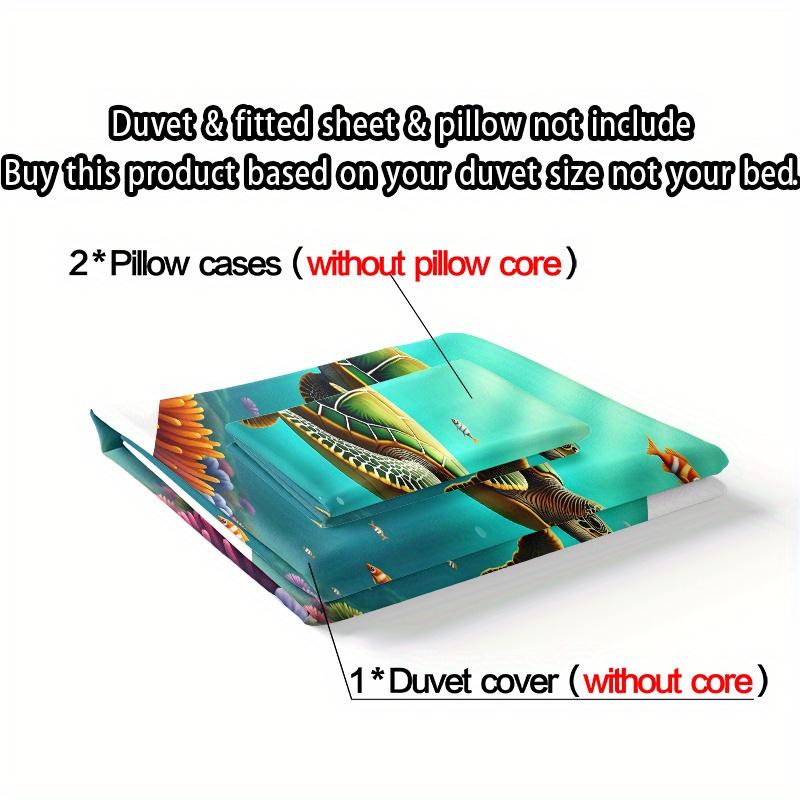 3Pcs Minimalist Modern Duvet Cover Set, 3D Deep Sea Turtle Pattern 1 * Comforter Cover+ 2 Pillowcases, No Insert Included