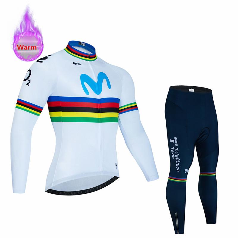 2026 Movistar Zimní teplý termo fleecový set Cyklistické oblečení Cyklistický dres Sportovní Španělsko MTB Cyklistické oblečení Maillot Ciclismo Hombre