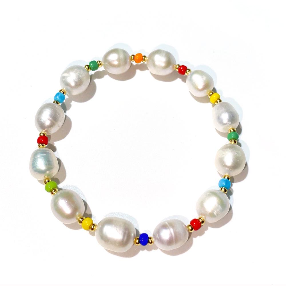 

Богемский Барочный Браслет из Жемчуга и Золотых Бусин для Женщин