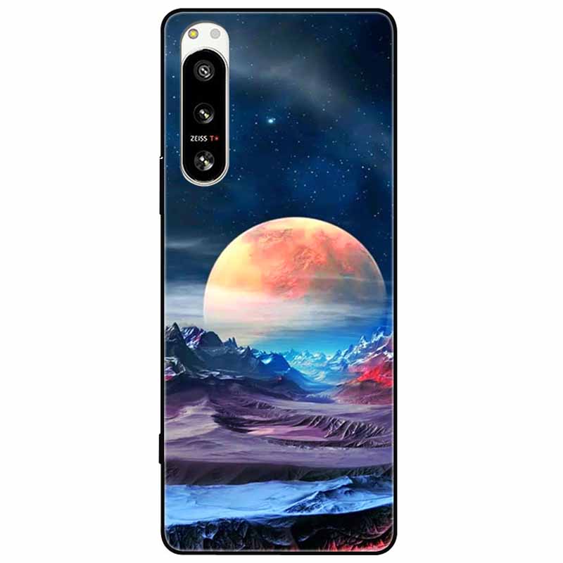 For Sony Xperia 5 IV / 10 IV Case 10IV Soft Black Silicone Forest Painted Phone Back Covers For Sony Xperia 1 IV Case TPU Coque