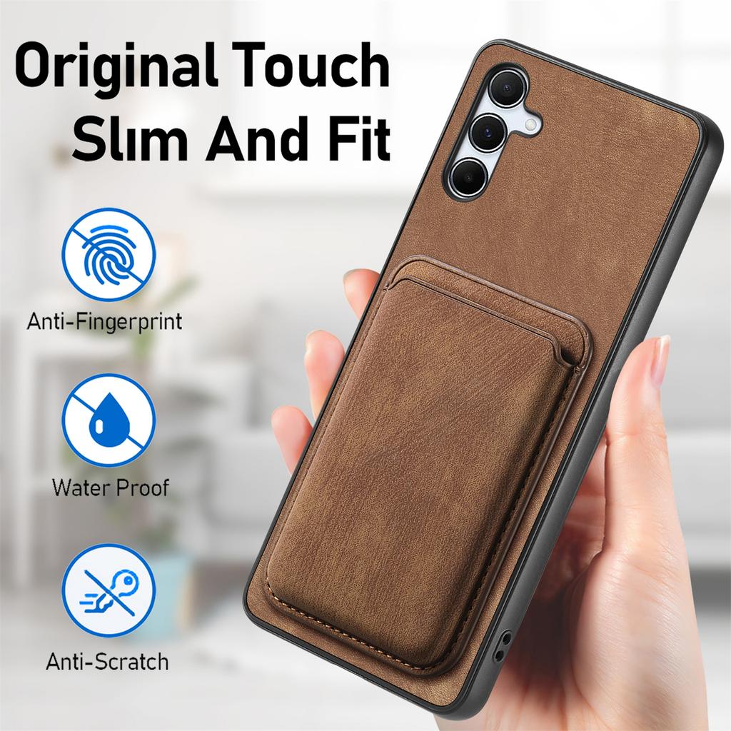 For Samsung Galaxy A55 5G Magnetic Case Leather Back Cover with Detachable Card Holder