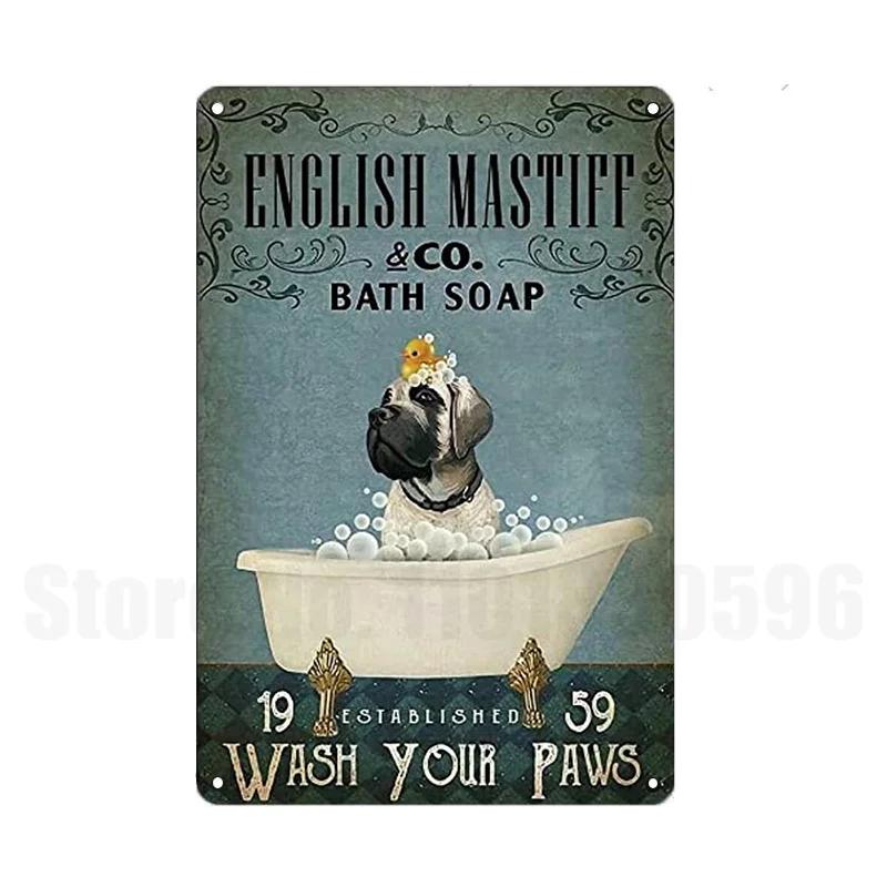 Забавная Ванная Собака Металлическая Пластина Винтажная Табличка Купать Далматинцев Лабрадор Жестяной Знак Художественная Картина Металлическая Табличка Пластина Домашний Аксессуар 20x30cm