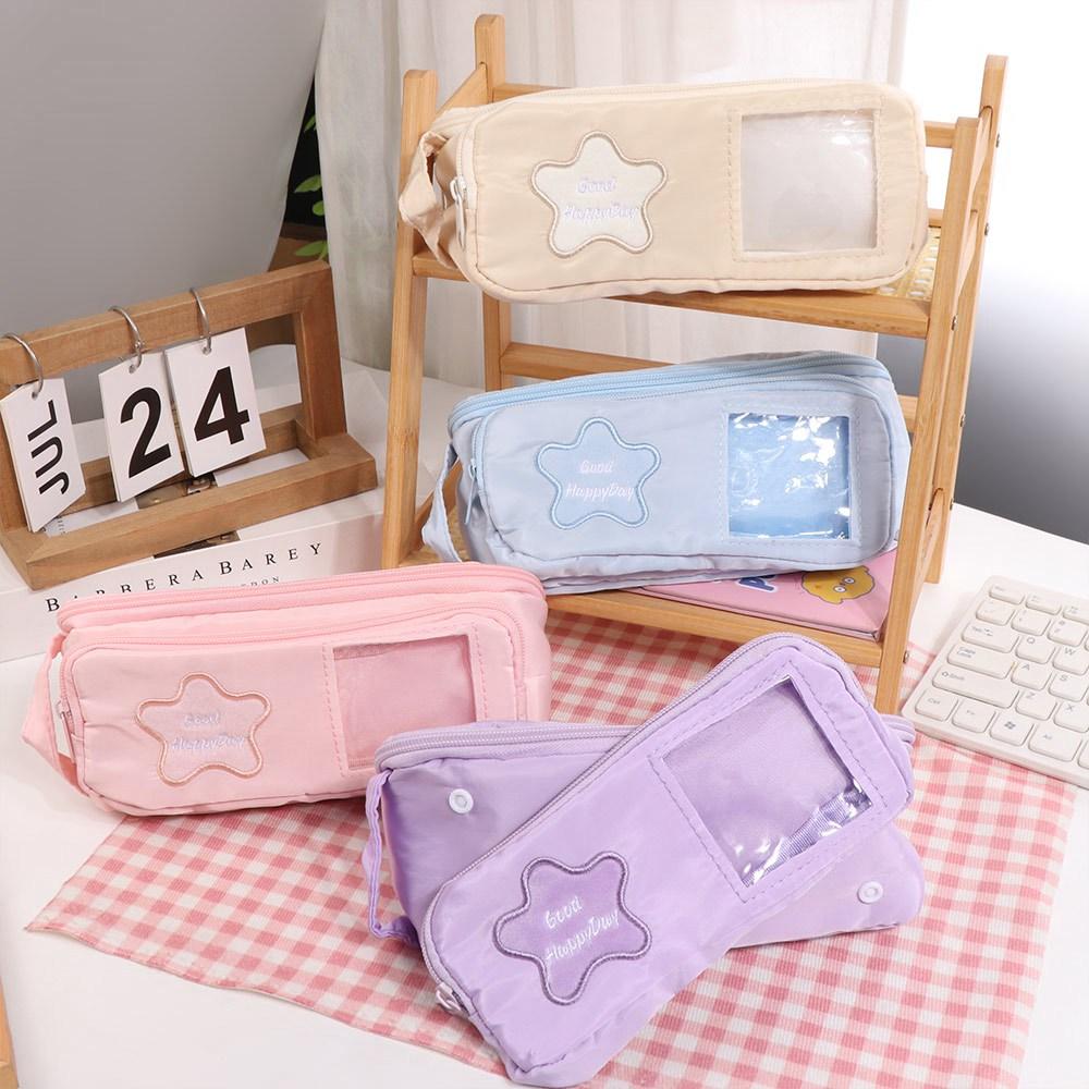 Handheld Korean Pencil Case Multilayer Ins Pencil Pouch Y2K Star Stationery Bag School