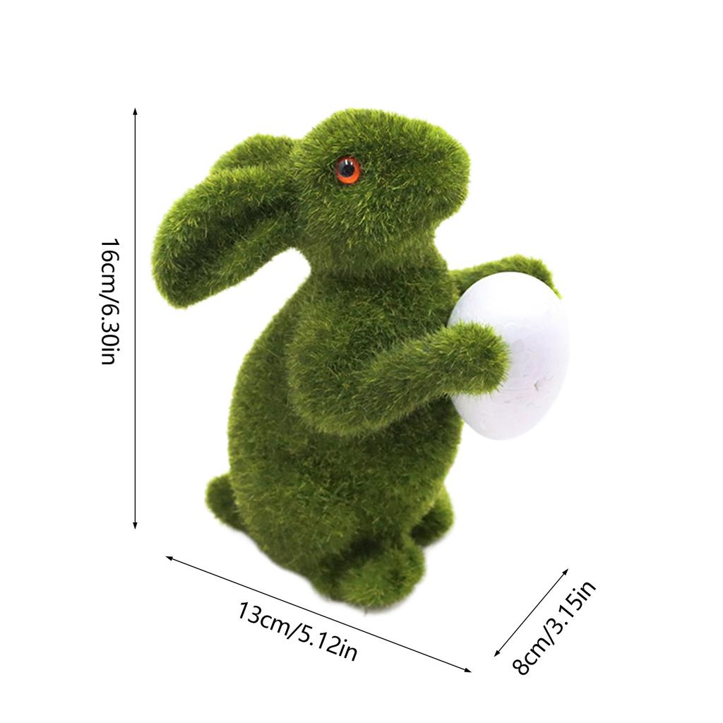 Easter Artificial Moss Rabbit Ornament Flocking Standing Rabbit Statue Figurine Sculpture for Garden Lawn Yard Decors