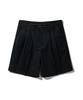 BAKKEN Side Hidden Elastic Two-Pleat Wide Half Pants Bk8903_Black