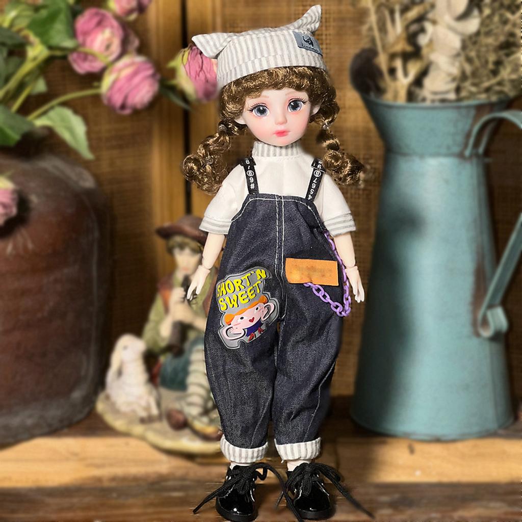 Loli-dukke-påkledningssett komplett med dukke med 20 ledd og håndmalt leppesminke