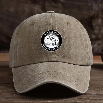 Vintage Washed Baseball Cap with Simple Printed Design, Versatile for Men and Women, Outdoor Whiteboard Fishing Cap