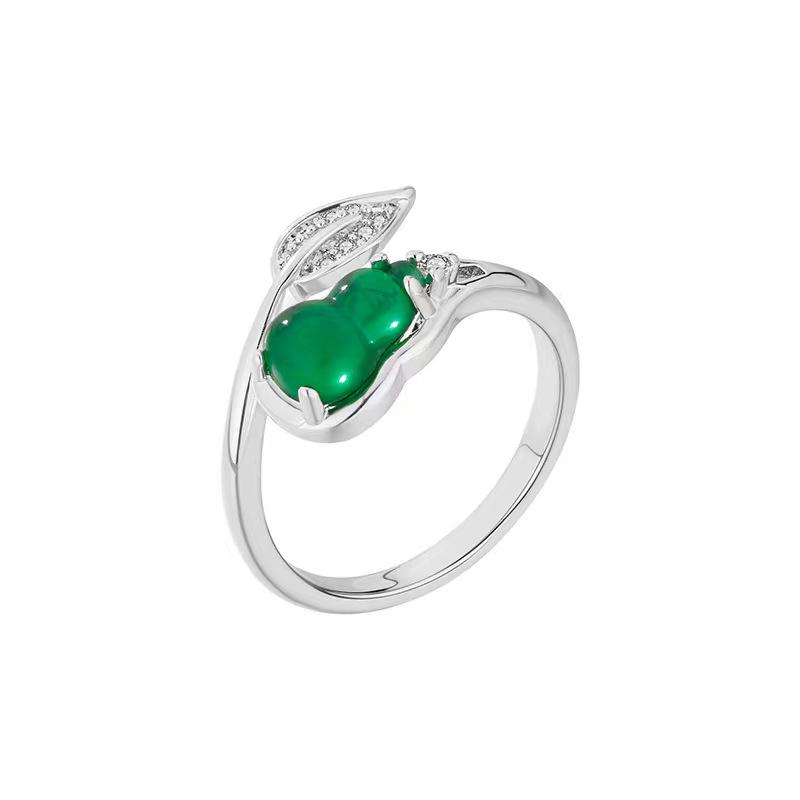 Elegant Zircon Gourd Ring: Women's Adjustable Luxury Index Finger Accessory