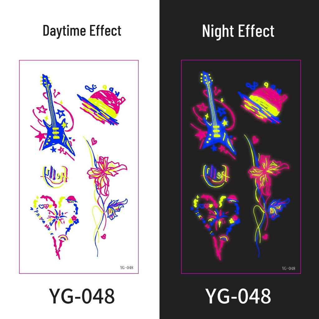 Neon Glow Music Festival Tattoo Stickers: Bright Fluorescent Designs for Concerts and Parties
