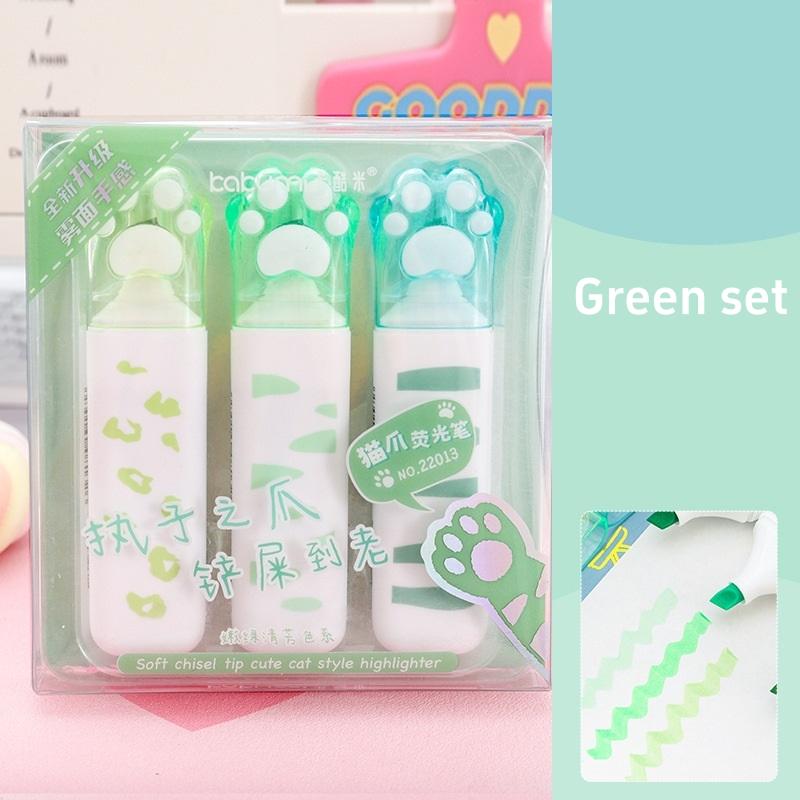 

Набір кольорових хайлайтерів Cat Paw з 3 предметів Kawaii Design Gradient Fluorescent Marker Liner для підсвічування малюнків