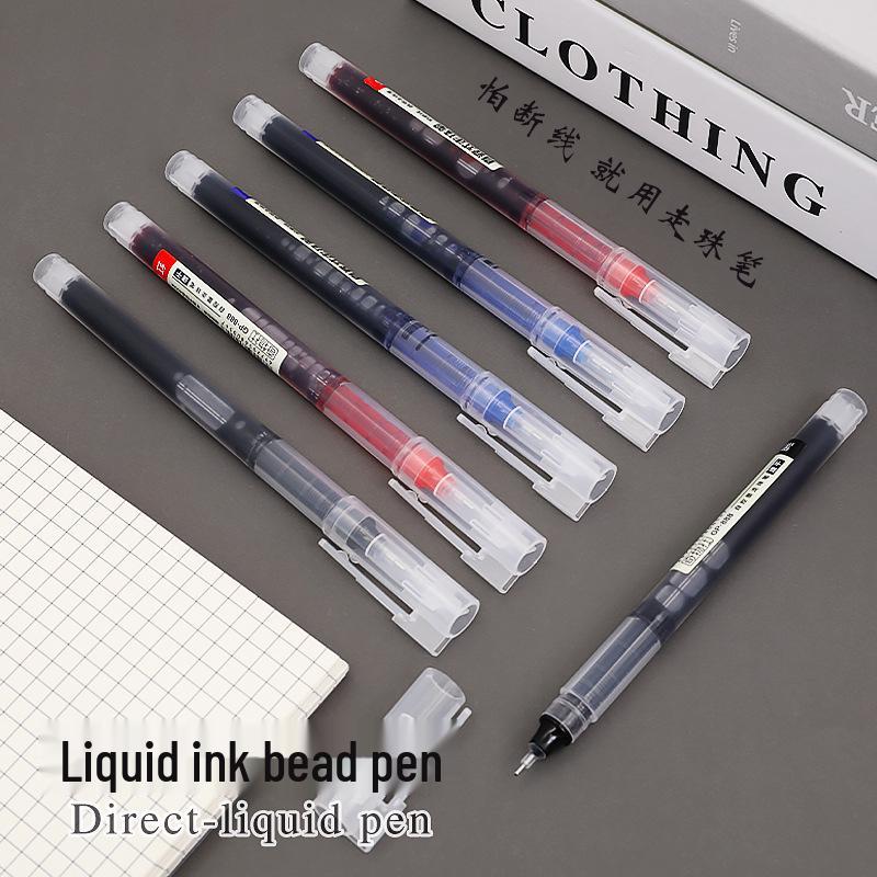 Quick-Dry Liquid Ink Rollerball Pen - 0.5mm Black/Red/Blue for Students & Office Use