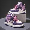 Girls' sports shoes 2025 autumn and winter new cartoon children's high-top board shoes middle-aged and older children's students fleece casual shoes