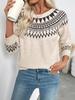 Women's Ethnic Style Fair Isle Round Neck Pullover Sweater - Autumn/Winter Retro Knit