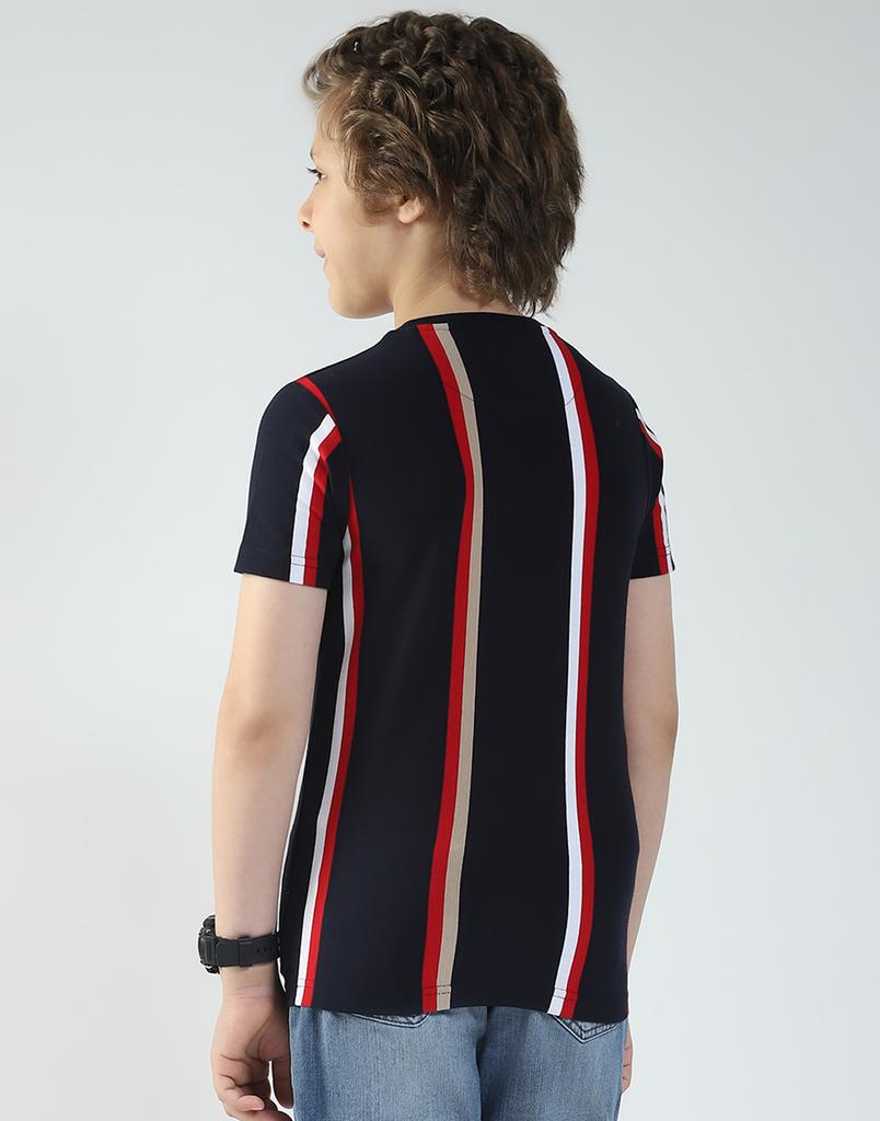 MONTE CARLO Boys Striped Round Neck T-Shirt