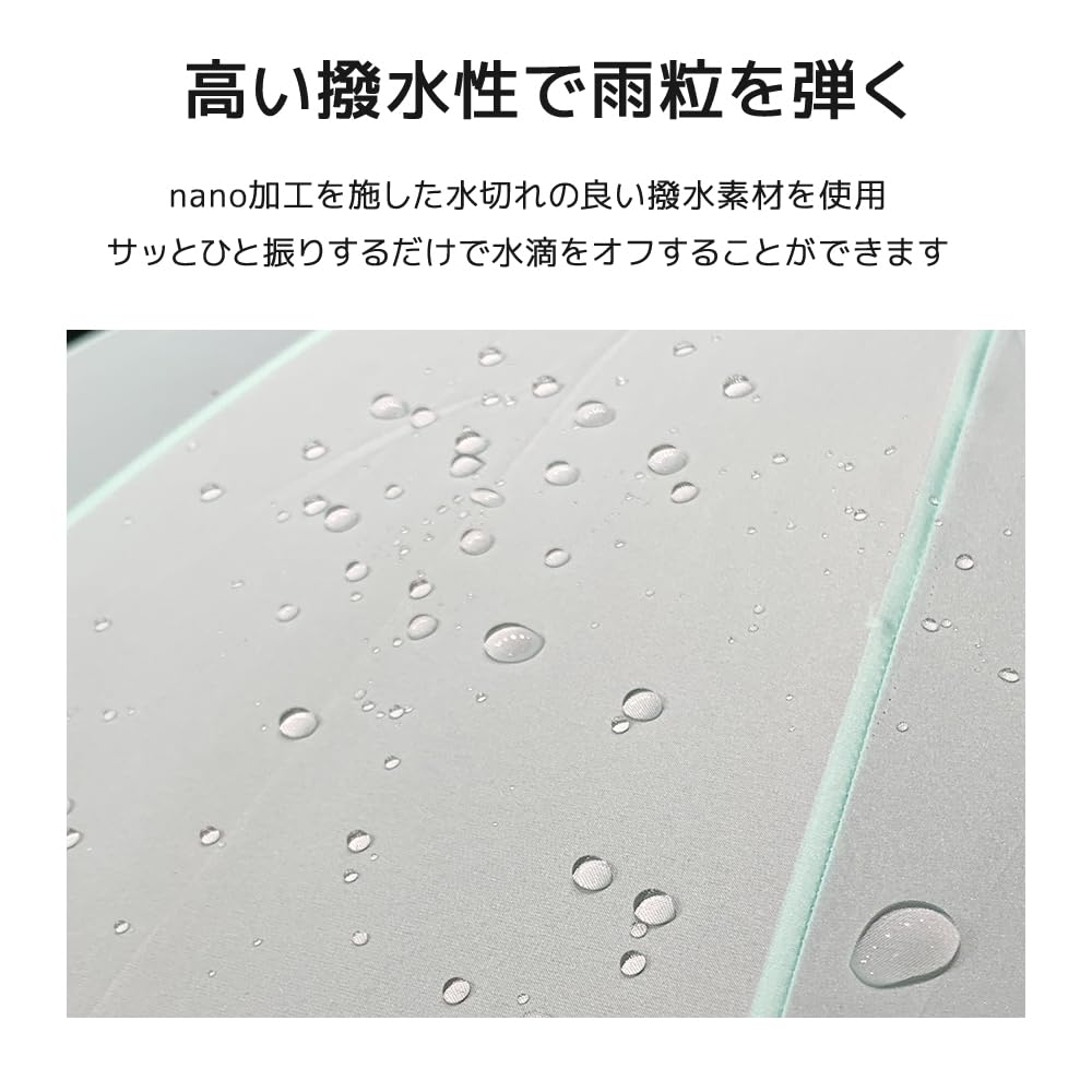 Ogawa Women's Long Umbrella, Large, Durable, Jump-Style, 60cm, Linedrops, Solid Mint Green, Colorful Piping, Water-Repellent, 57399