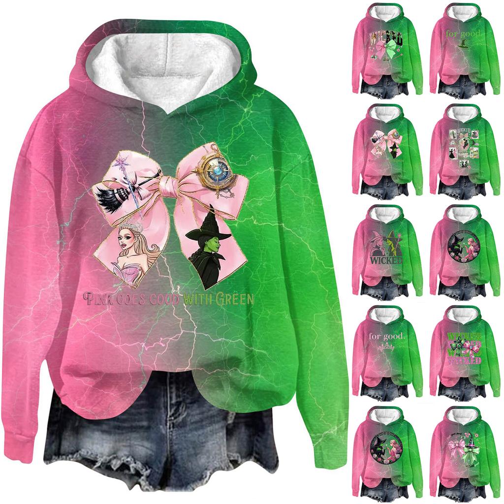 Women's Fashionable Casual Oversized Long-Sleeved Hooded Print Pullover Sweatshirt
