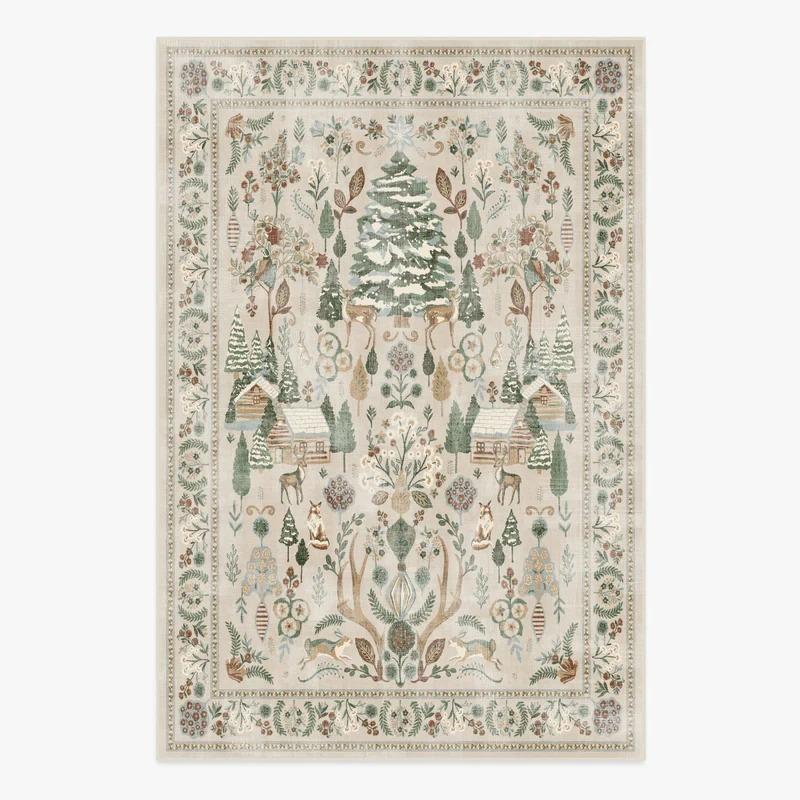 Luxury Retro Green Carpet Non Slip Washable Vintage Living Room Kitchen Bedroom Mat Mechanical Washable Hallway Floor Area Rug