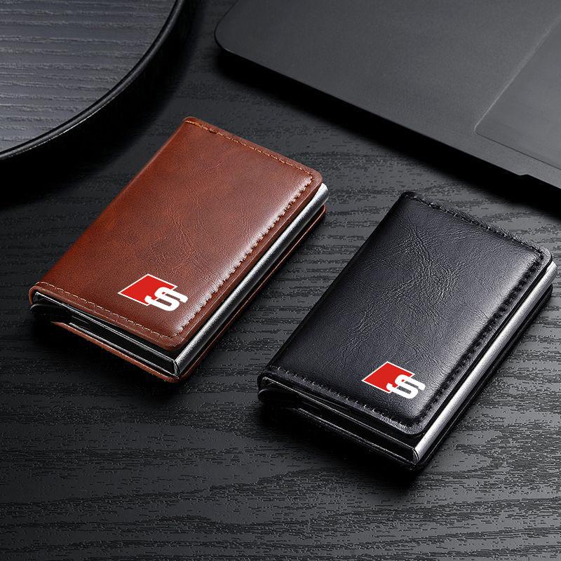1Pcs ID Credit Card Holder Mini RFID Wallet Automatic Pop up Bank Card Case For Audi C7 C6 C5 B5 B6 B7 B8 B9 D3 Q3 Q5 Q7 TT A1 A3 A4 A5