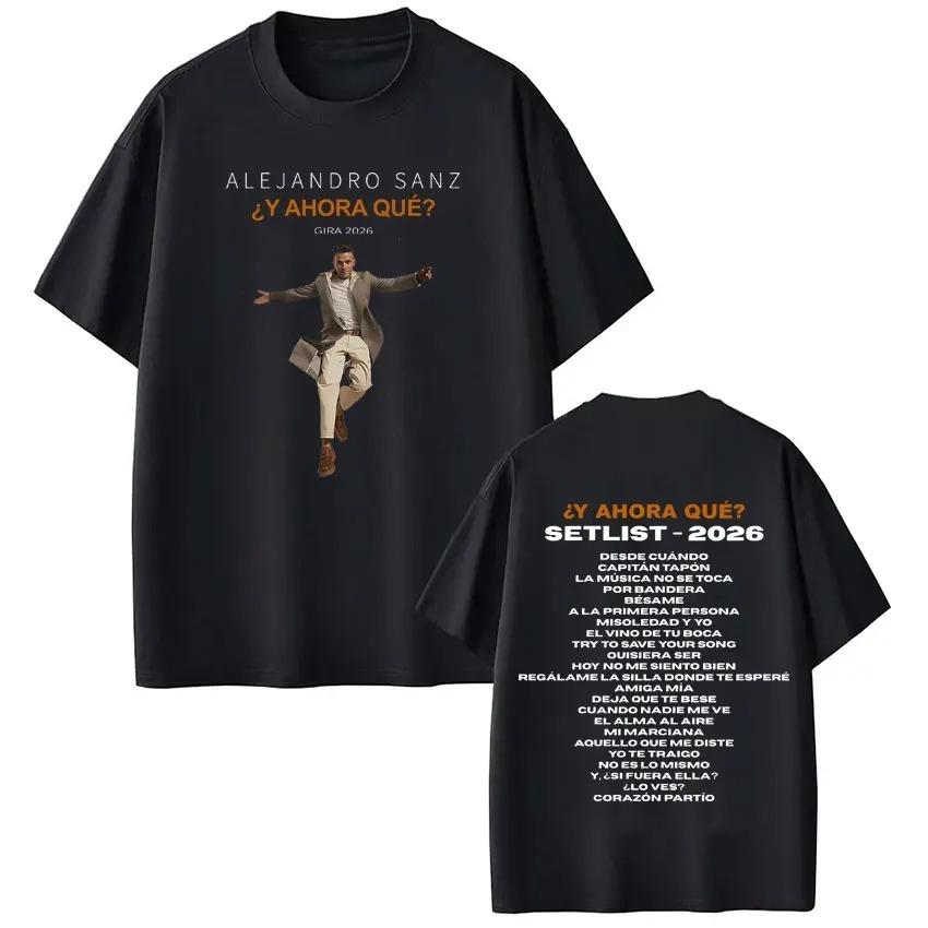 

Unisex Women Hiphop Tshirts Singer Alejandro Sanzs Y AHORA QUÉ TOUR 2026 Album Print Tshirt Loose Cotton Oversized Tshirts S
