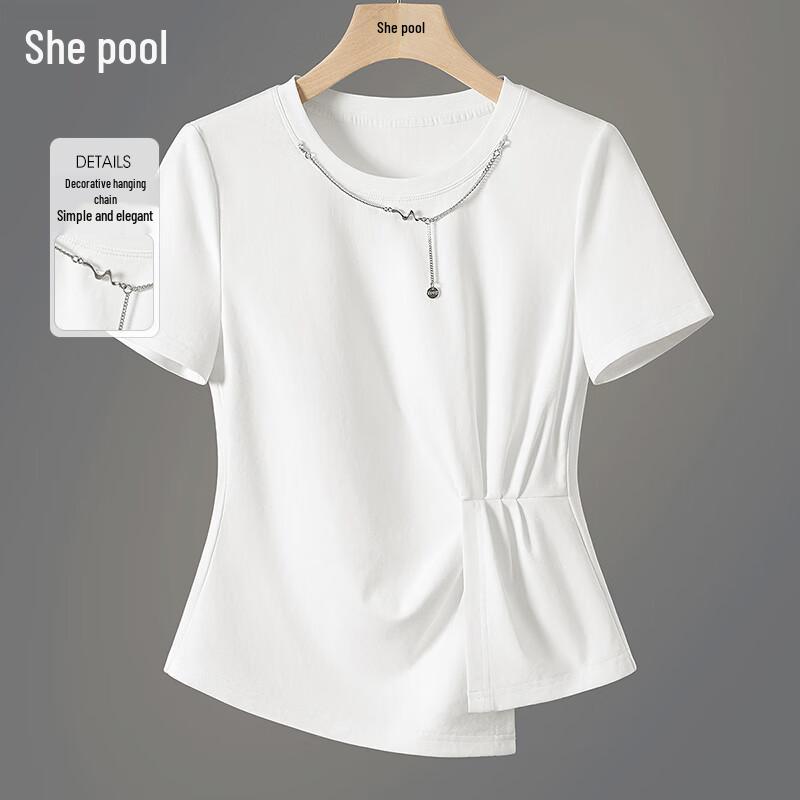 

Women s Asymmetrical Pleated Waist Slim Fit T-shirt XXL