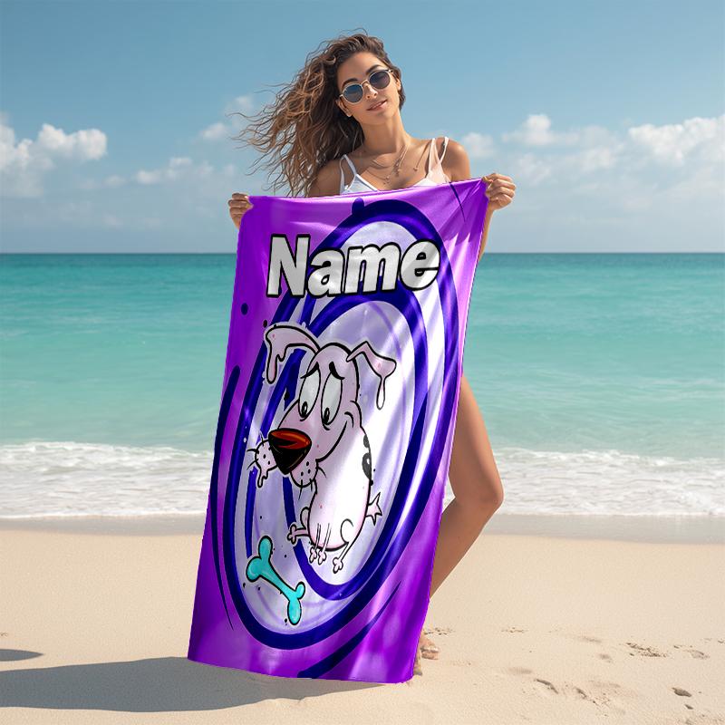 Personalized Customized Proof Beach Towel with Courage the Cowardly Dog Pattern - Soft, Absorbent, Quick-drying, Perfect Swimming, Camping&bathing