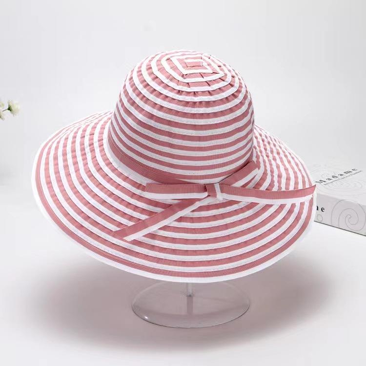 Spring and Summer Women's Two-color Simple Wind Seaside Travel Sun Protection Face UV Protection Foldable Big Brim Hat