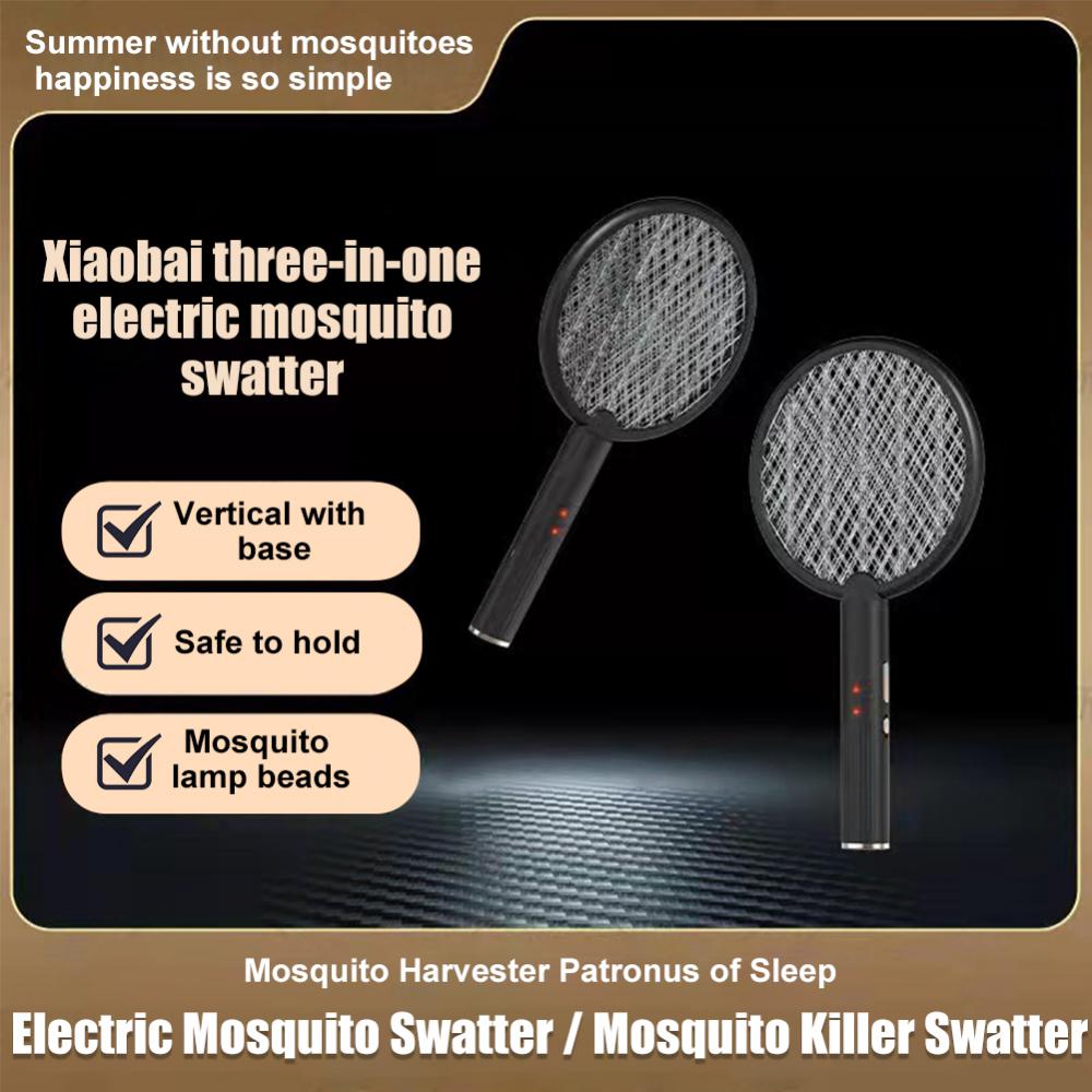 2 In 1 3500V Electric Insect Racket Swatter Zapper USB Rechargeable Summer Mosquito Swatter Kill Fly Bug Zapper Killer Trap