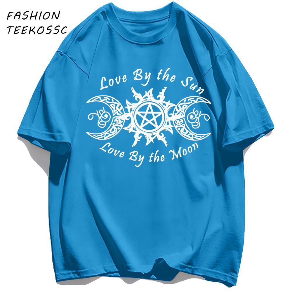 Love By The Sun And Moon Print Mens TShirt Casual Summer T Shirts Oversize AllMatch Man Streetwear Cotton Hip Hop Clothing