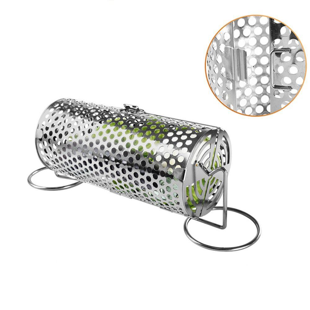 Stainless Steel Barbecue Cage Cylinder Barbecue Grill Tube Net Portable BBQ Basket  Party