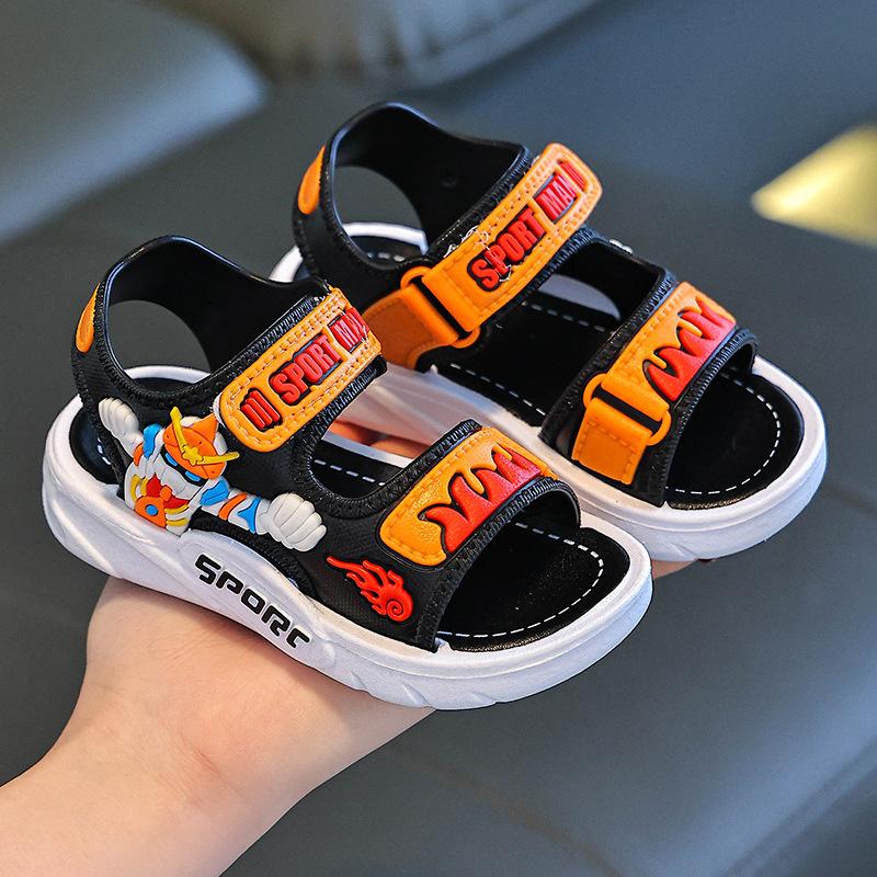 Boys' Summer Sandals Anti-Slip Soft Bottom Velcro Casual Beach Shoes Girls' Baby Shoes Comfortable PVC Material Easy to Wear