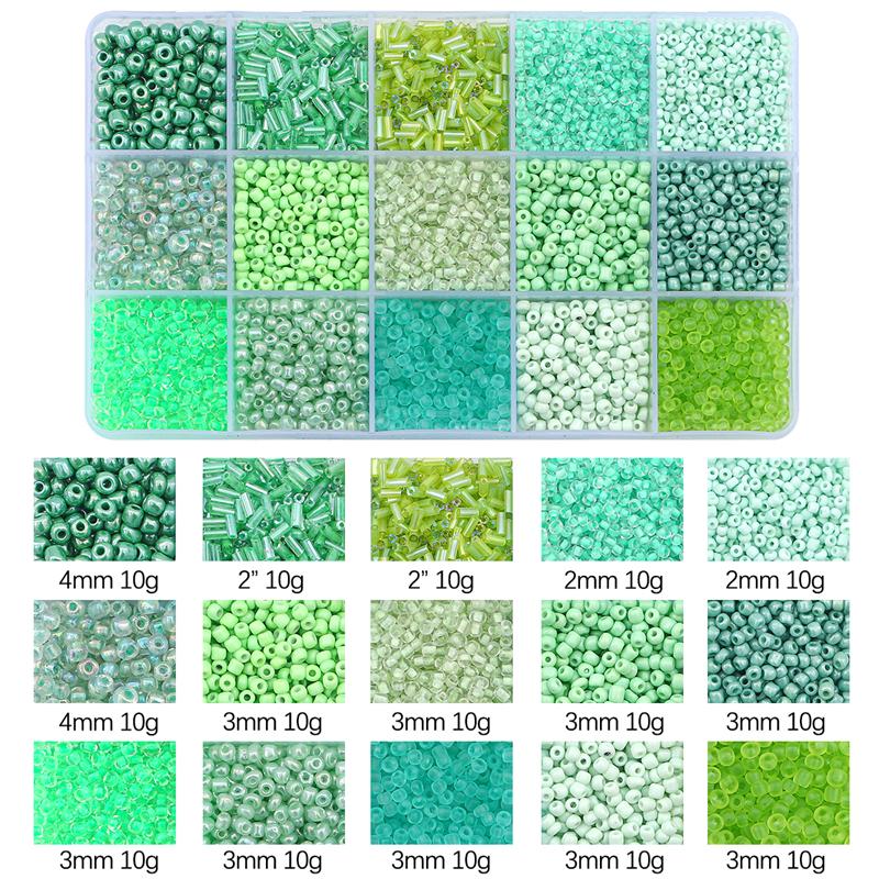 Seed Beads Kit Loose Bead Tube Beads Set with Box for DIY Jewelry Beaded Necklace Bracelet Earring Making Kit