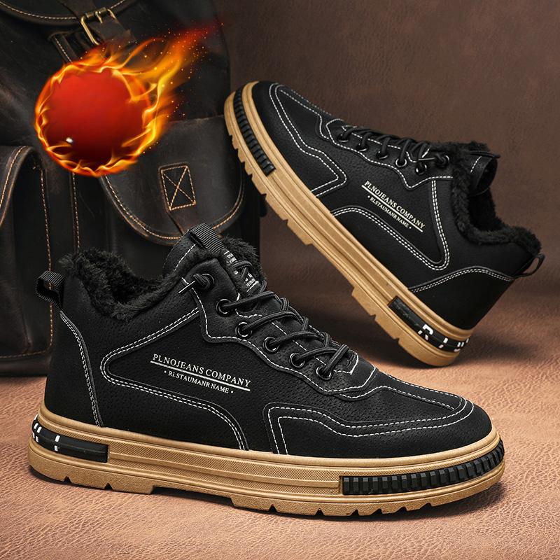 

Модная мужская обувь, тренд с плюшевой спортивной обувью, кожаные мокасины 2024 года, новые удобные рабочие туфли на толстой подошве Zapatillas Informales 39 чёрный