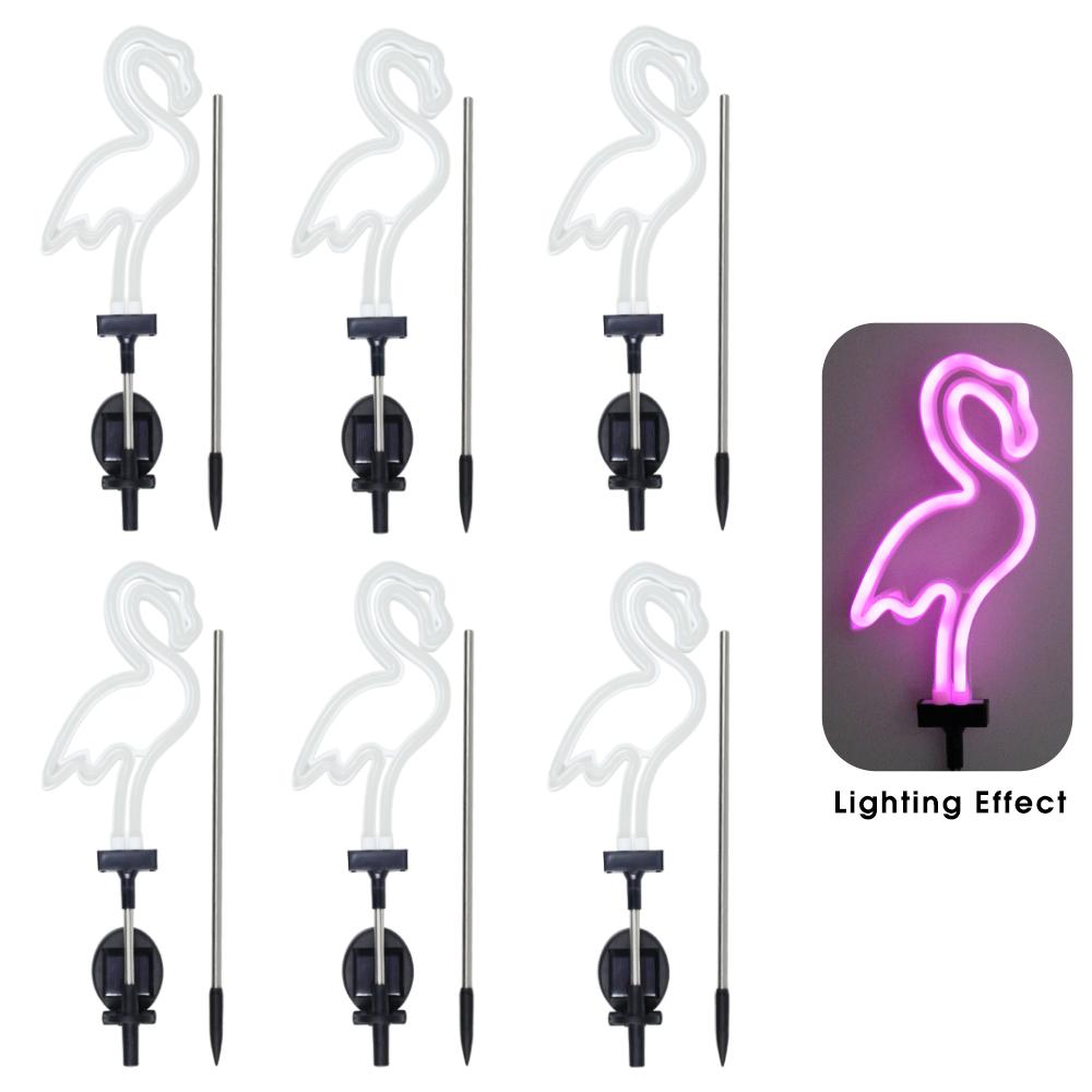 Solar Neon Flamingo Light Garden Ornament Outdoor Lawn Lamp Landscape Yard Light Wedding Party Supplies Christmas Art Decoration
