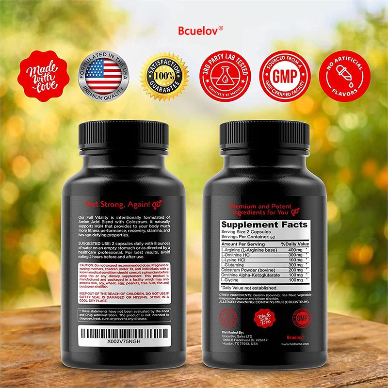 7 Types of Amino Acids, Bovine Colostrum, Sports Nutrition Supplements, 120 Capsules