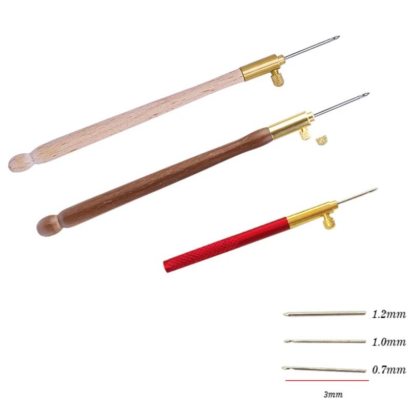French Wooden Crochet Embroidery Punch Needles Wooden Handle Crochet Hook Cross Stitch Crochet Kit Sewing Knitting Tools