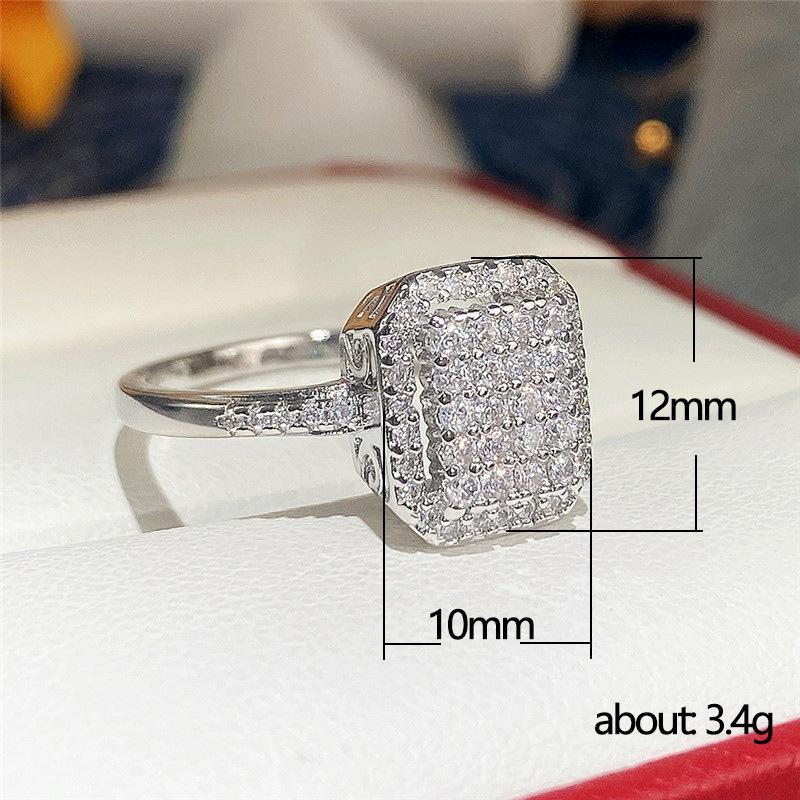 Hot-selling Factory Best-selling Factory, Exquisite Full-diamond Zircon Ring, Bronze Silver-plated Women's Ring