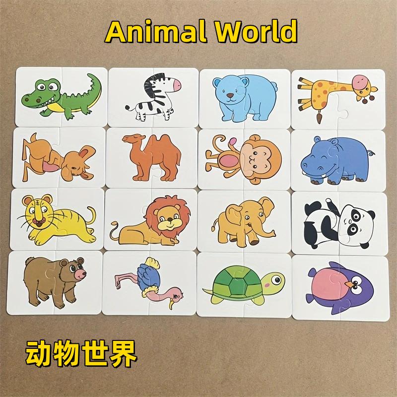 32Pcs/box Animal Matching Puzzle Toys Image Language Cognition Children Cards Pairing Game Learning Educational Toy Kids Gifts
