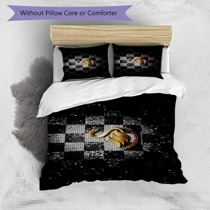 Set Copripiumino con Stampa Swansea City A.F.C. – include 1 copripiumino e 2 federe coordinate Arredo camera da letto Regali di Natale