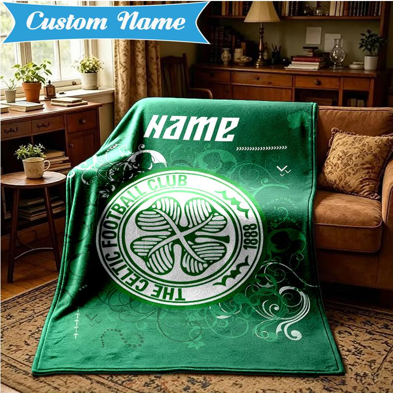 Coperta Personalizzata con Stemma Calcio Celtico Leggera Ideale per Letto Perfetta per Viaggi, Campeggio, Soggiorni, Divani, Regalo di Natale