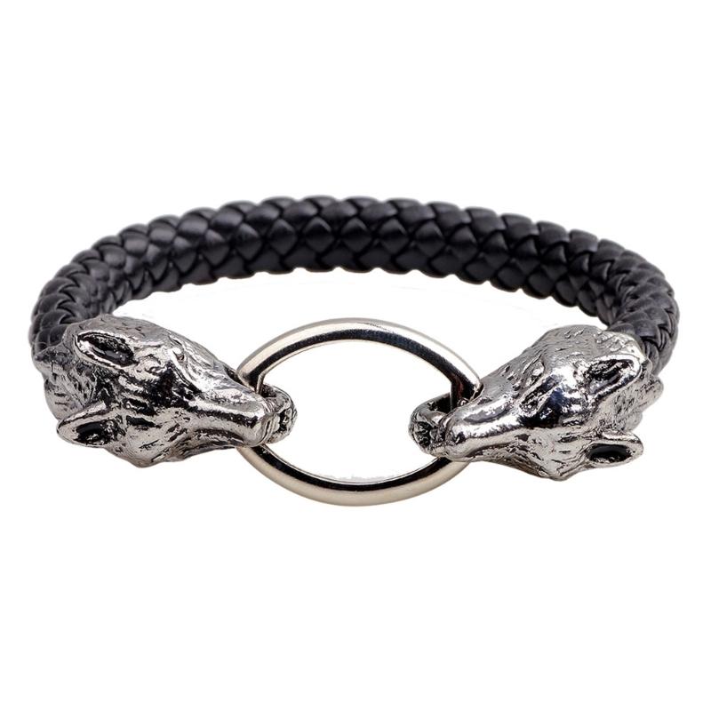 

Stylish Metal Wolf Head Bracelet for Men Sturdy Unisex Jewelry Accessory Portable Designs 1